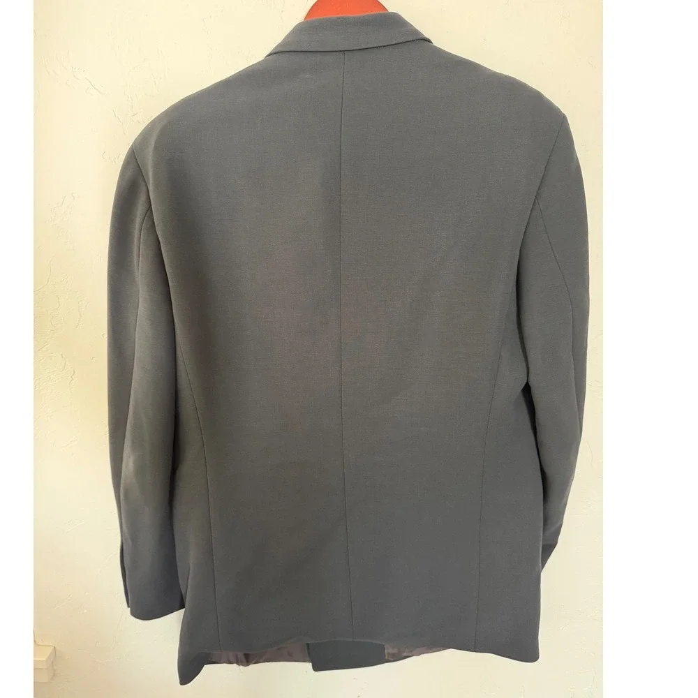 Donna Karan New York Vintage 80s Double Breasted Wool Blazer Made in Italy Black
